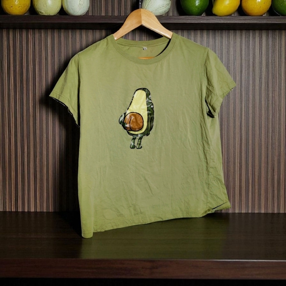 Green Avocado Butt Sz XXL Graphic T-Shirt